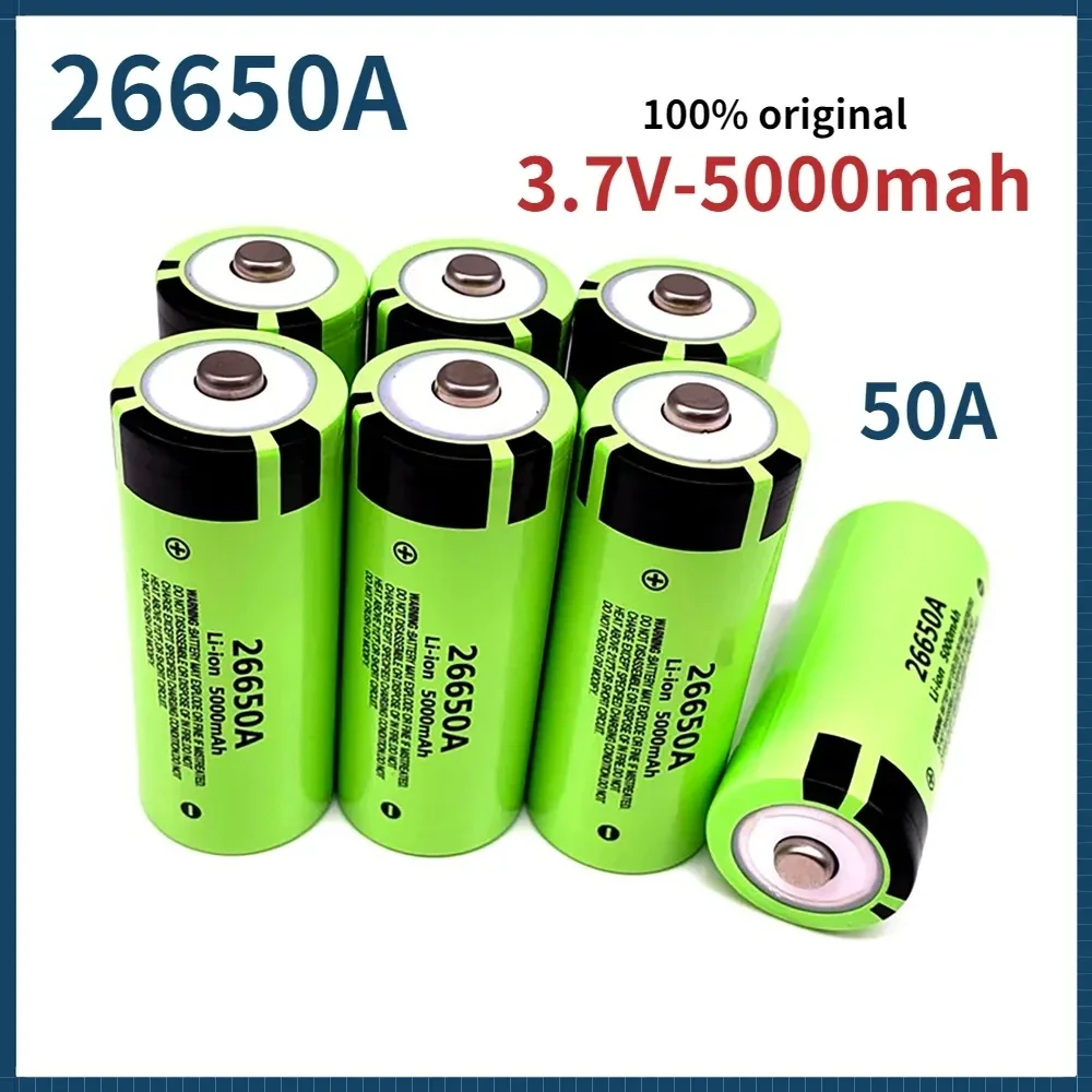 

2023 NEW 26650 3.7V 5000mAh 50A Power Lithium Ion Battery 26650A, Geeignet Für LED Taschenlampe