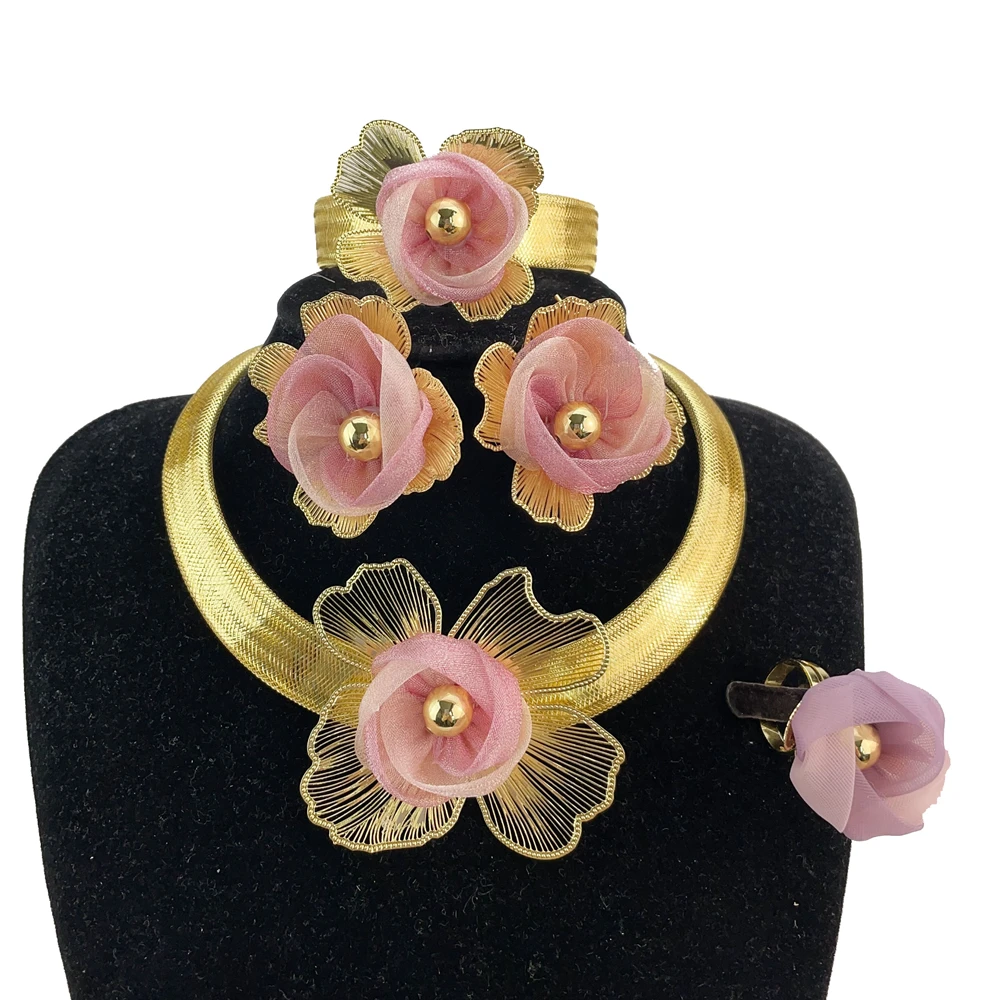 Позолоченные комплекты ювелирных изделий для женщин ожерелье африканский