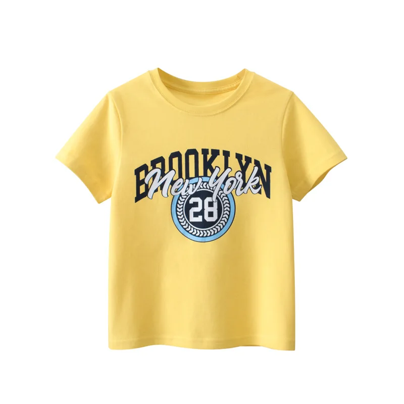 

Детская летняя футболка в Корейском стиле, новинка 2023, футболка с коротким рукавом для девочек и мальчиков, одежда для маленьких мальчиков и девочек Q004