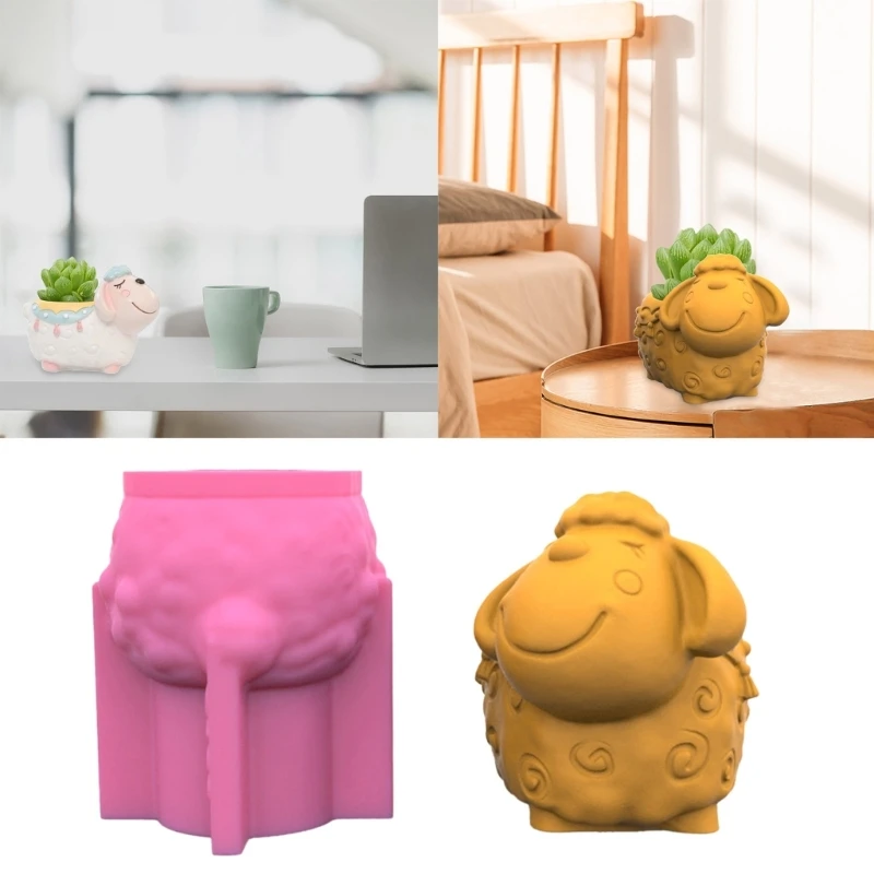 

Animal Sheep Gypsum Silicone Mold Diy Succulents Concrete Flower Pot Vase Plaster Cement Clay Mold Candle Holder Mold Y08E