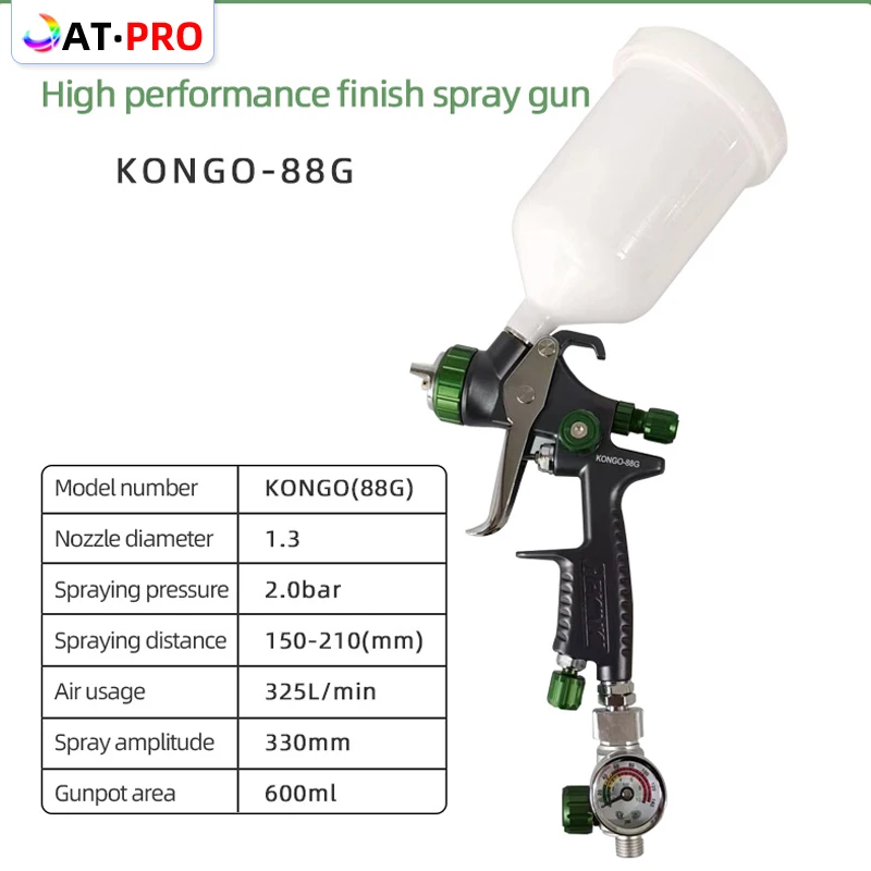 

Japanese Power KONGO-88G Spray Gun Car Paint Top Paint Spray 1.3mm Nozzle Pneumatic Pot Painting Tool