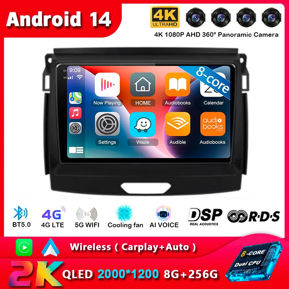 Android 14 для Ford Ranger 2015 2016 2017 2018 2019 2020 Автомобильный радиоприемник с навигацией