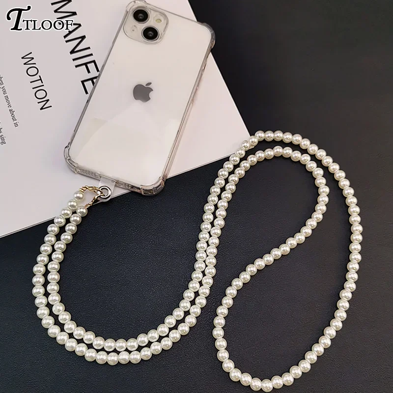 Жемчужный Прозрачный чехол для телефона с ремешком через плечо iphone 15 16 14 13 11 12 Pro Max