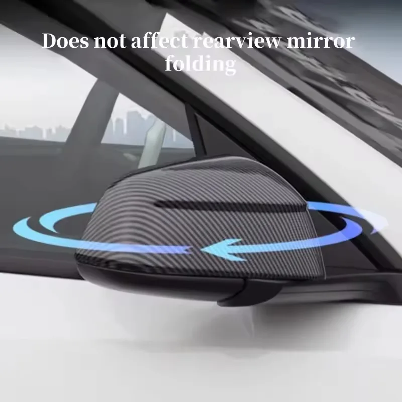 Фото Для Tesla Model Y Juniper 2025: Защитные накладки на боковые зеркала заднего вида из ABS-пластика с эффектом карбона, декоративные аксессуары для автомобиля №5