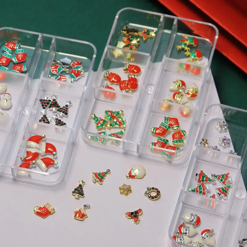

Designs Christmas Tree sock snowflake Nail Art Decorations Alloy Metal DIY 3D Nail Rhinestones Accessories Jewelry Tools