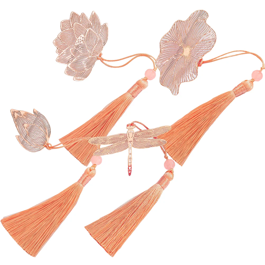 

Bookmark Bookmarks Metal Book Decorative Kids Tassel Hanginghollow Creative Out Lotus Leaf Practical Women Embroidered Ornament