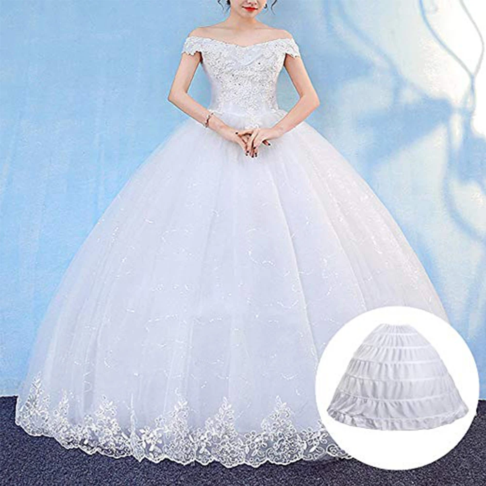 White New 6 Hoops Petticoats Bustle for Ball Gown Wedding Dresses Underskirt Bridal Accessories  Crinolines Skirts