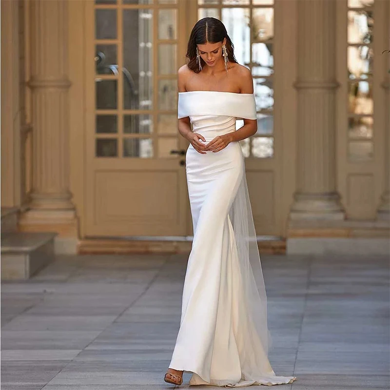 

Sexy Chest Card Shoulder Sleeve Fashion Backless Elegant Women's Mermaid Wedding Dress Officially Customized Vestidos De Novia