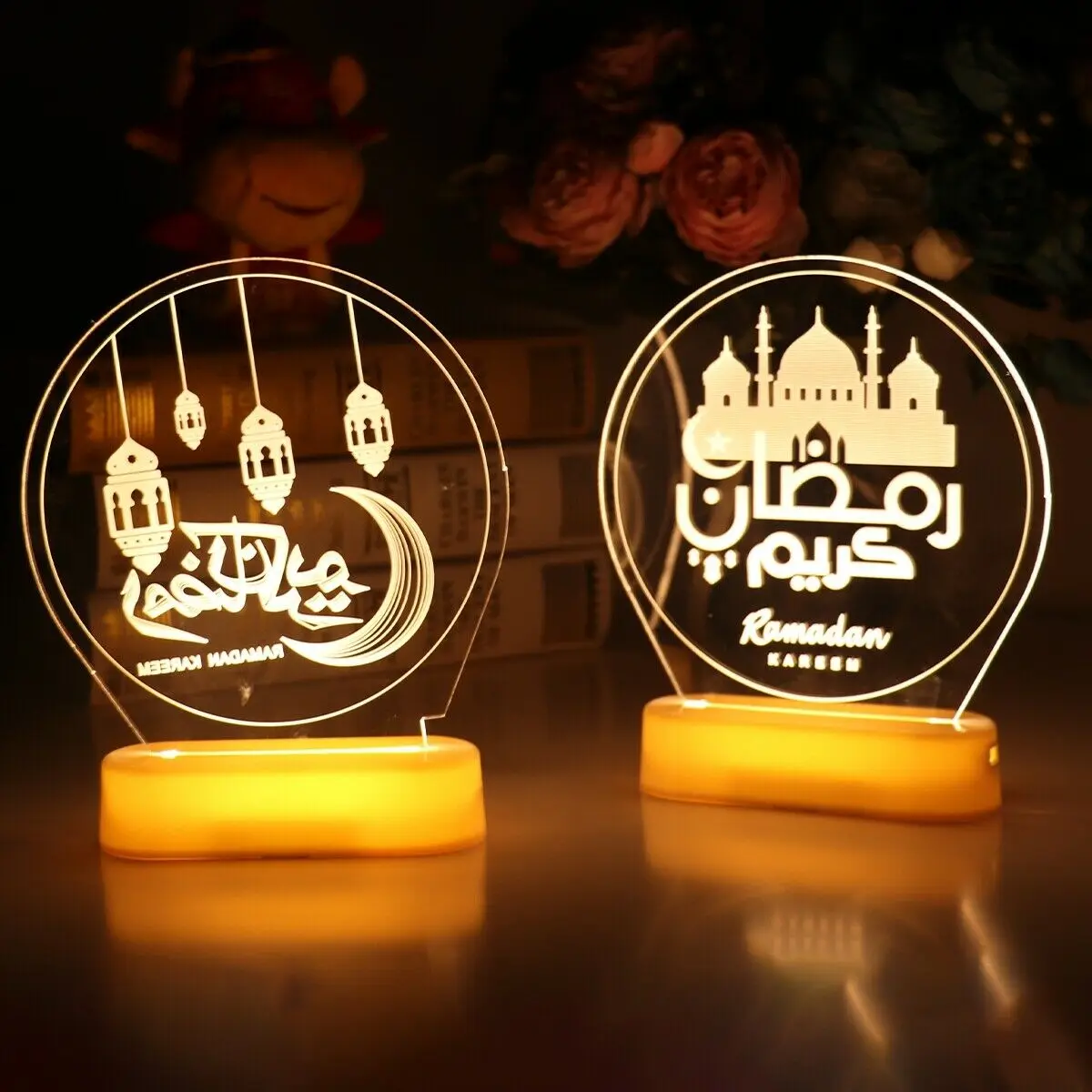 

2022 LED Muslim Eid 3D Night Lights Castle Night Light Decoration Ramadan Muslim Islamic Lights Festival Decoration Home Decor