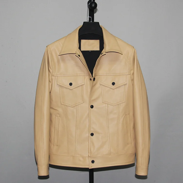 

Free shipping.Cheap quality Water dyed cowhide jacket.casual genuine leather coat.slim denim style leather clothes.fashion