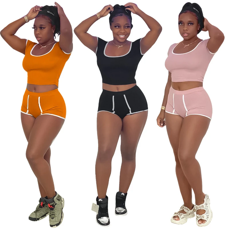 

Sport Tracksuit Womens Two Peice Sets Female Gym Shorts Set Woman 2 Pieces Sexy Outfits Fitness Short Suits Sportswear Clothes