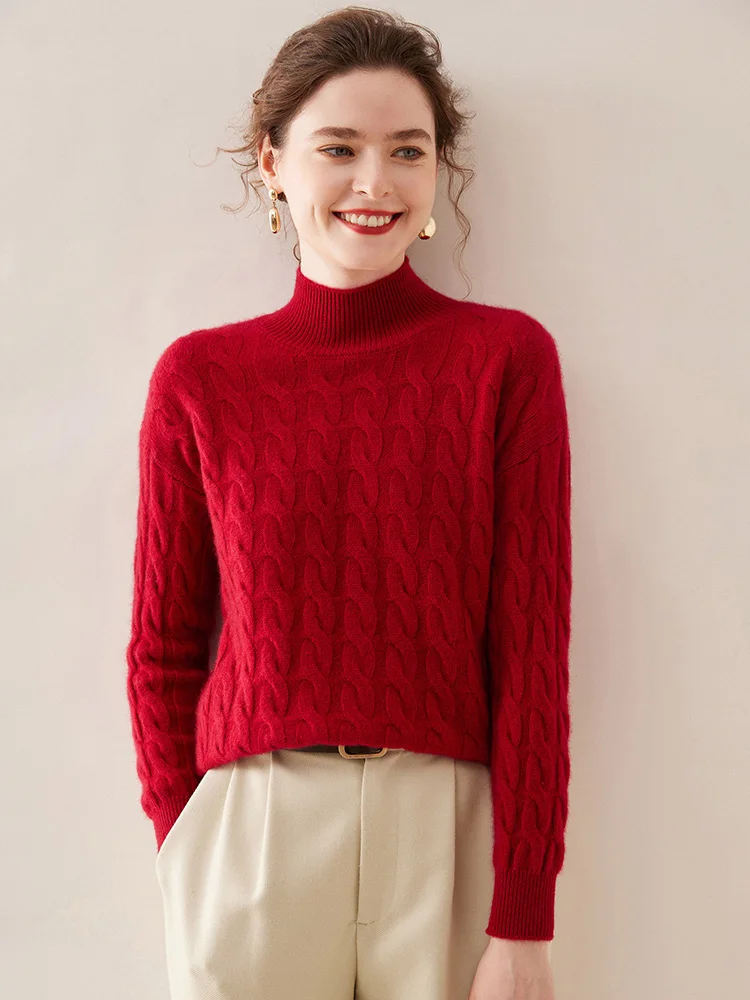 100% кашемировая вязаная одежда женский зимний свитер винтажный стиль базовый