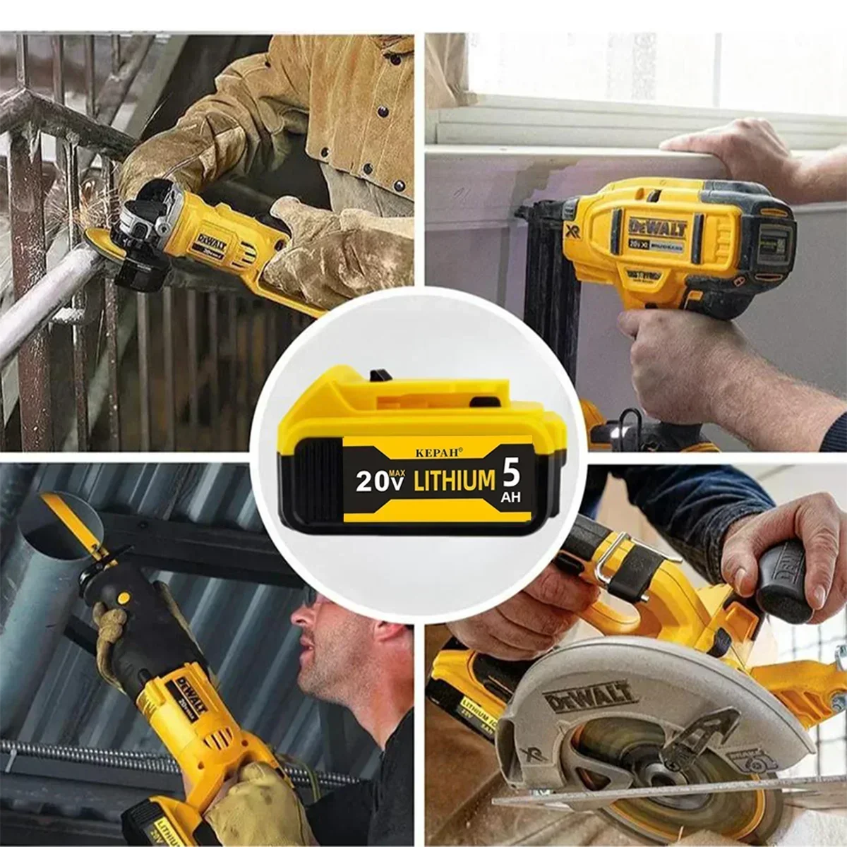 New 100% Original 5000mAh 20V for Dewalt Power Tool Battery DCB206 5.0Ah DCB205 DCB204-2
