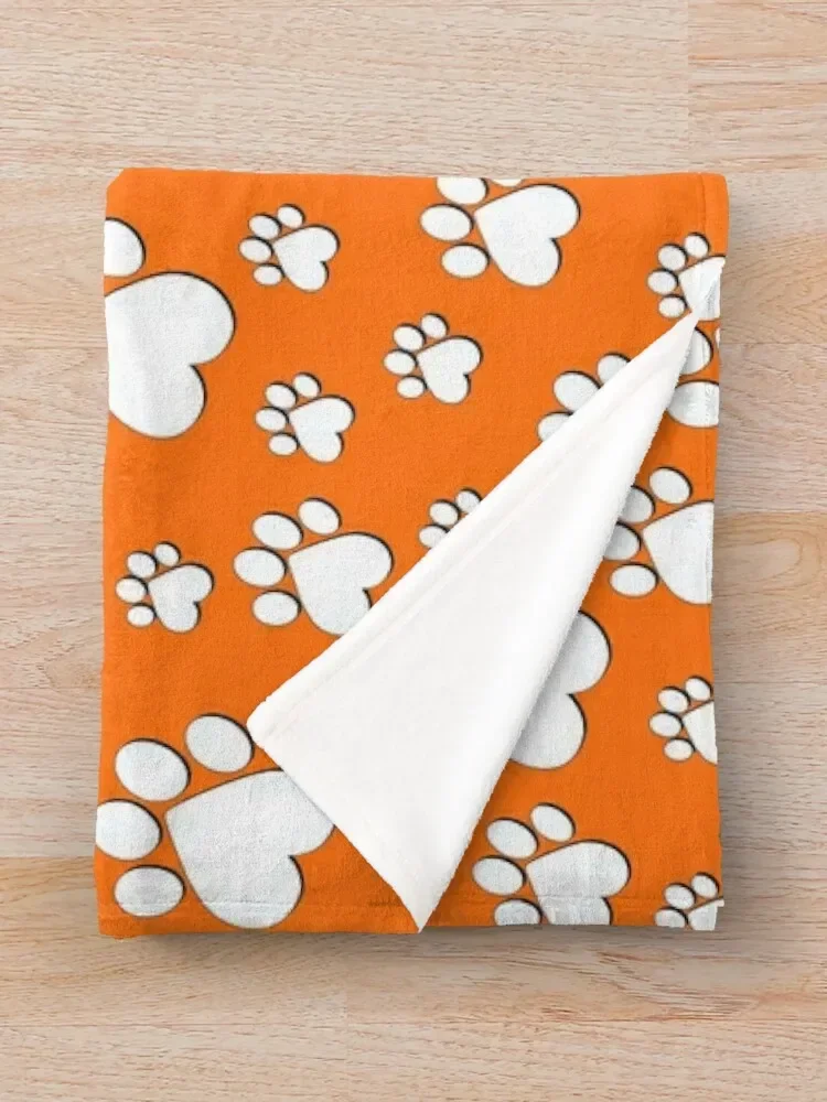 Хэллоуин белые на апельсиновой лапе узор-сердца лапы с контуром плед одеяло
