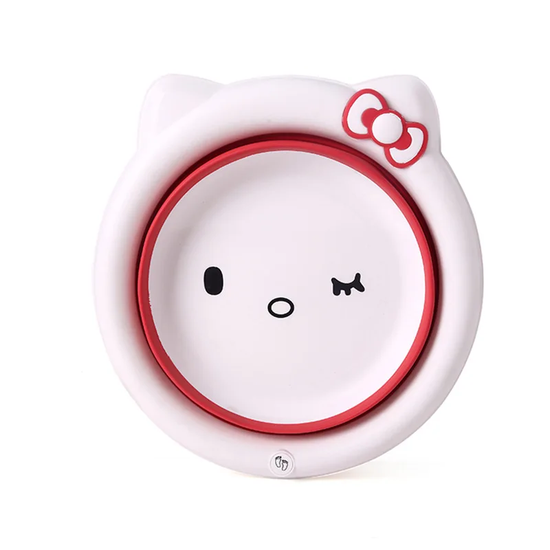 

Hello Cat Cartton Wash Basin for Newborn Baby Washing Face Basin Foot Washing Butt Basin Foldable Hanging Basin Household