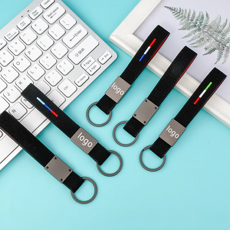 

Брелок для ключей мужской, винтажный брелок с вышивкой в полоску, под замшу или кожу, с логотипом под заказ