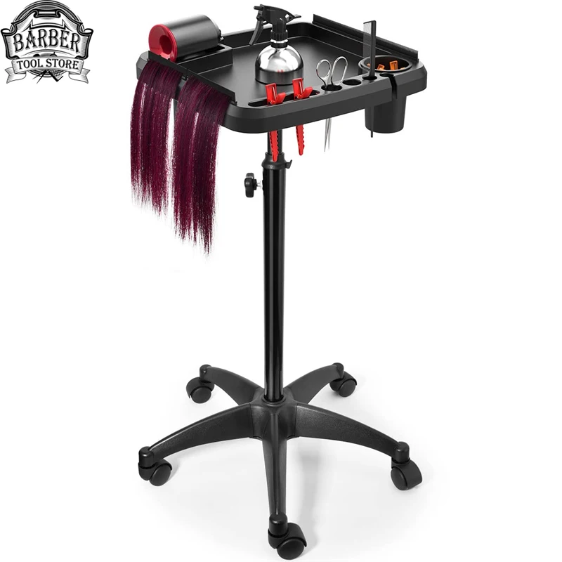 

Removable Height Adjustable Cart, Rolling Tool Tray Trolley Barbershop Barber Hair Stylist Coloringtool Storage Station Table