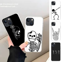 skull funny dance skeleton phone case transparent fundas cover for iphone se 5 6 6 s 7 8 plus xr x xs max 11 12 13 mini pro max