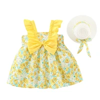 2piece summer korean cute baby dresses strawberry sleeveless beach dresshats little girls clothing set toddler clothes bc2087