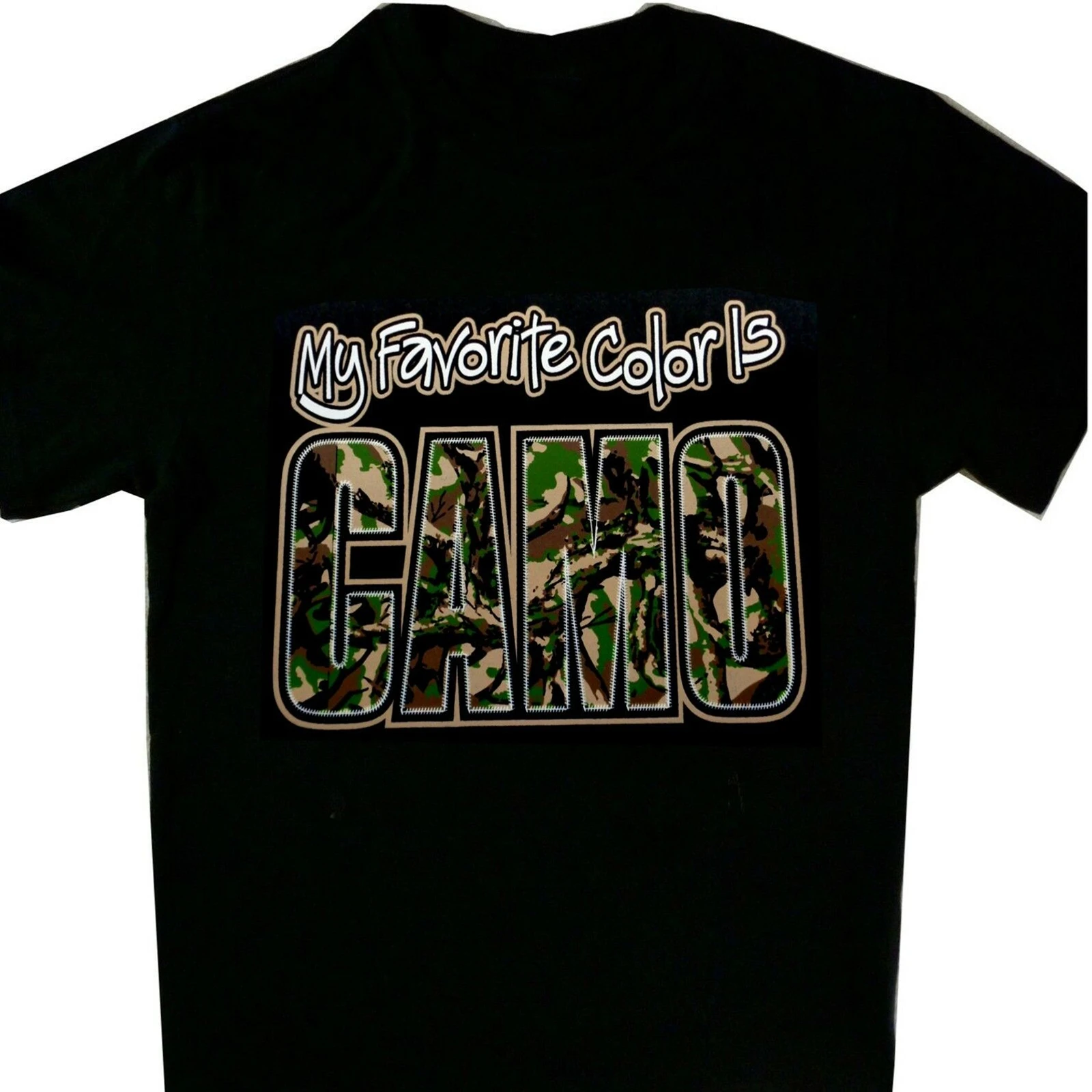 

My Favorite Color Is Camo Tee Cool Tshirt Black Breathable Top, Loose Casual Mens T-shirt S-3XL