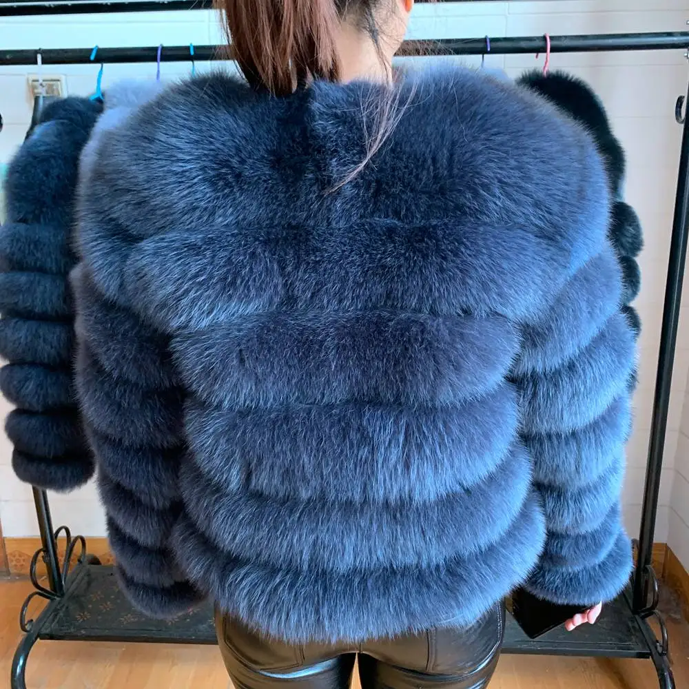 Real Fur Coat 2023 New Women Winter Fashion Fluffy Natural Fox Fur Coat 60cm Long Sleeve Luxury Warm Jacket Wholesale Hot Seller