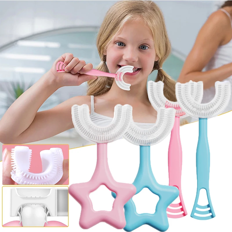 

U-shape Toothbrush Children Baby Oral Cleaning Kids Toothbrush Soft Silicone Oral Care 360° Cleaning Health Beauty Toothbrushes