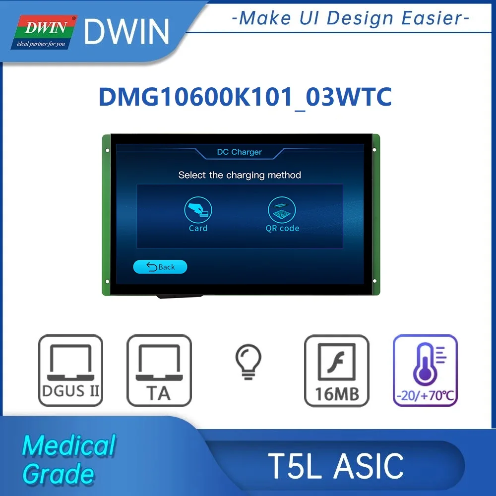 DWIN 10.1 Inch 1024*600 Resolution Capacitive Touch IPS TFT LCD Module for Medical Equipement with RS232 and RS485 Communication