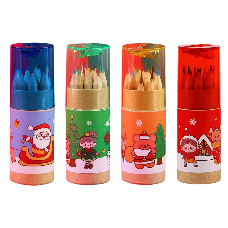 

Рождественские цветные карандаши H05B, 12 ярких цветов, портативный Карандаш для мальчиков, девочек, детей, студентов, Рождественский подарок на день рождения