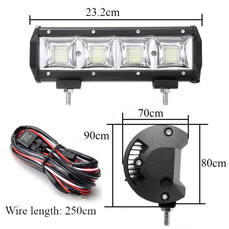 9-дюймовый 192W 19200Lm Светодиодный рабочий световой бар Flood Spot Lamp для Jeep Offroad +