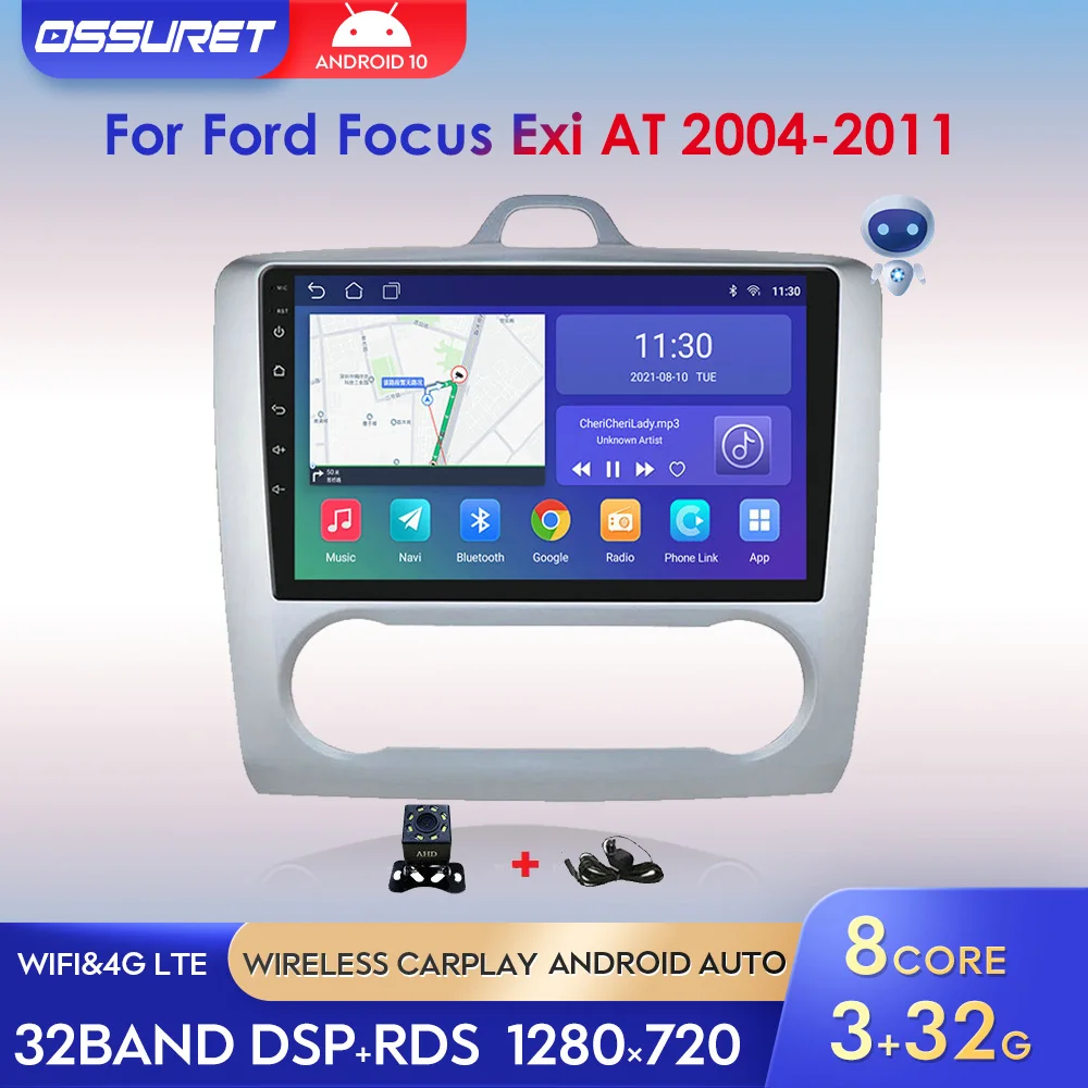 Автомагнитола 3G + 32 ГБ Android 10 9 дюймов 2DIN мультимедийный проигрыватель для Ford Focus 2