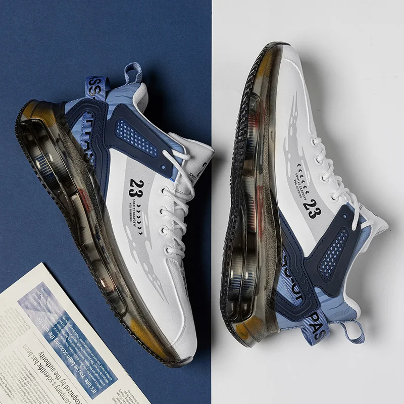 

Мужские кроссовки, беговые ботинки, модная спортивная обувь для бега на открытом воздухе, сетчатая дышащая амортизирующая черная искусственная кожа, мужская обувь большого размера