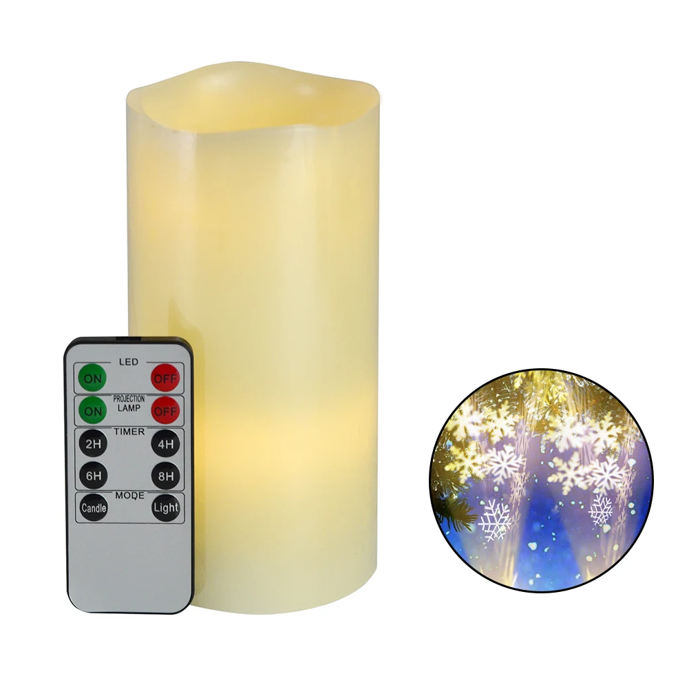 

Snow Projector Night Light LED Candle Lamp With Remote Control Party Tealight Flameless New Year Kids Gift Christmas Decoration