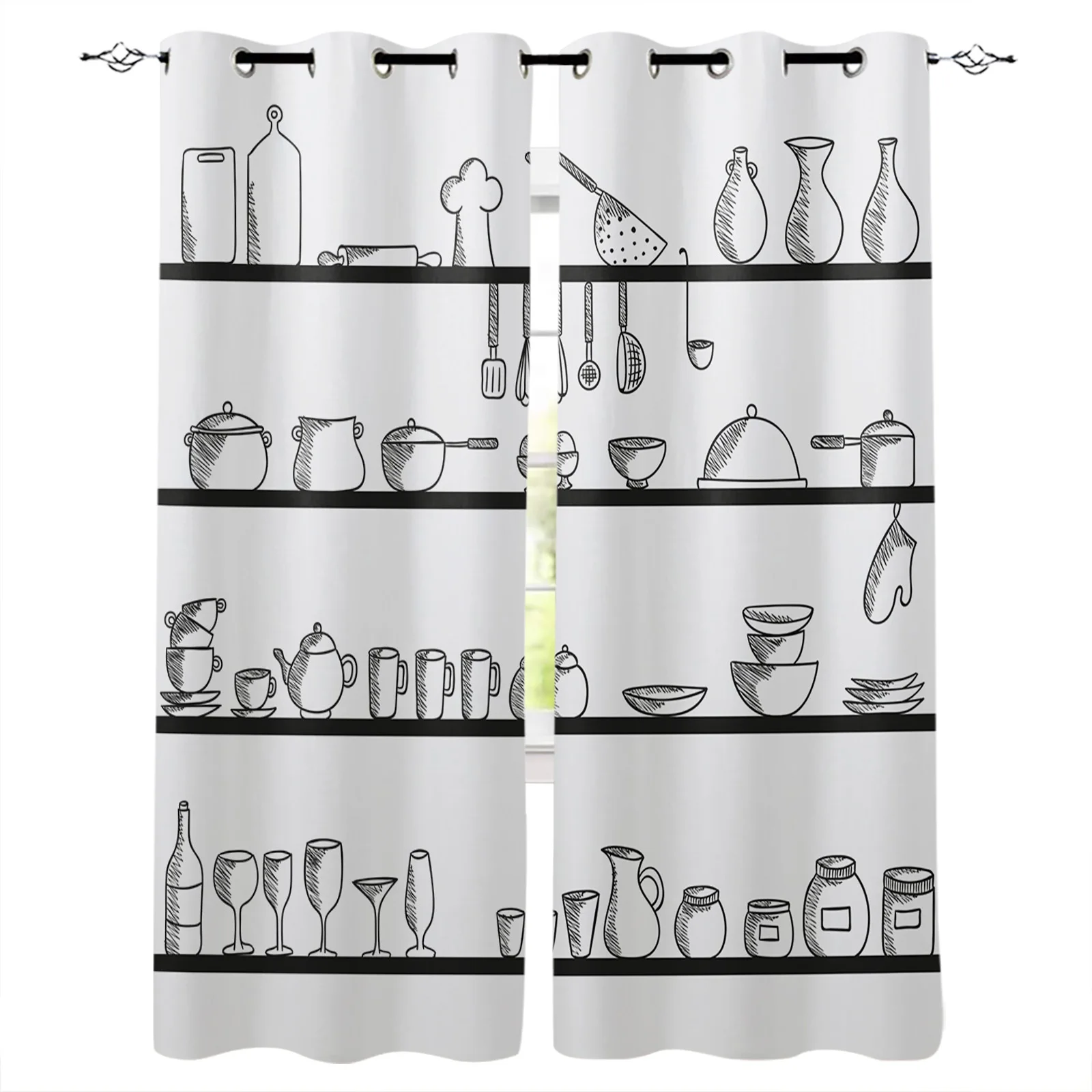 

Шторы для кухни с полками для гостиной, оконные панели для спальни, кухонные драпировки, шторы для дома