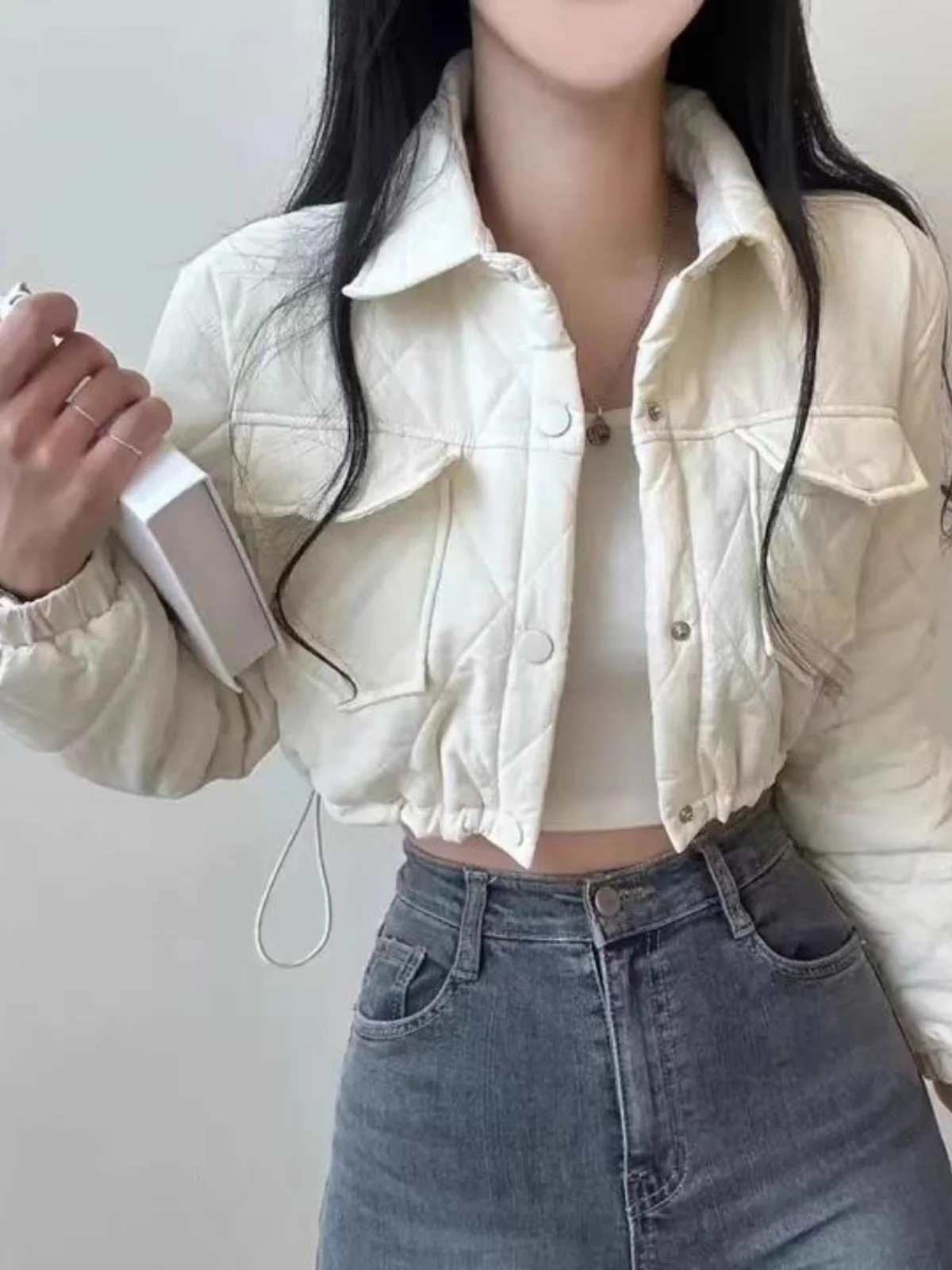 Осенне-зимний возрастной дизайн пряжка на шнурке короткий пуховик с небольшой