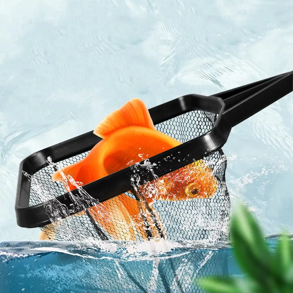 

New Resin Fishing Net With Long Handle Strong Bearing Capacity Square Aquarium Fish Tank Accessories