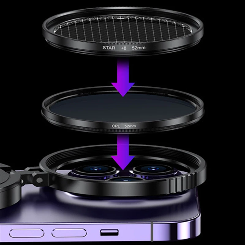 Фото 52-мм переменный nd cpl iphone 15 pro фильтр nd фильтр переменный смартфон сотовый поляризатор фильтр телефон камера телефон для Samsung №2