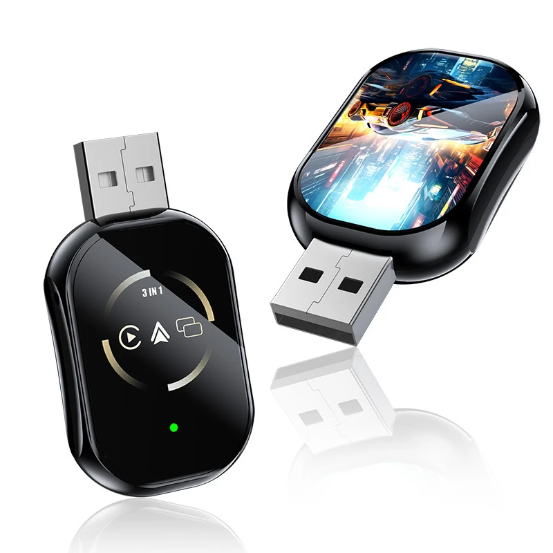Фото 3в1 Mirror Link Проводной к беспроводному адаптеру Carplay для Airplay Android Auto MirrorLink Bluetooth + Wi-Fi USB Dongle Автомобильный Ai Box НОВЫЙ №2