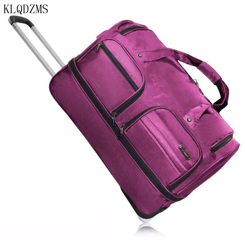 KLQDZMS Classic Oxford Cloth Travel Bag Trolley Bag Large-capacity 28-Inch Suitcase Men's Foldable 20-Inch Boarding Luggage