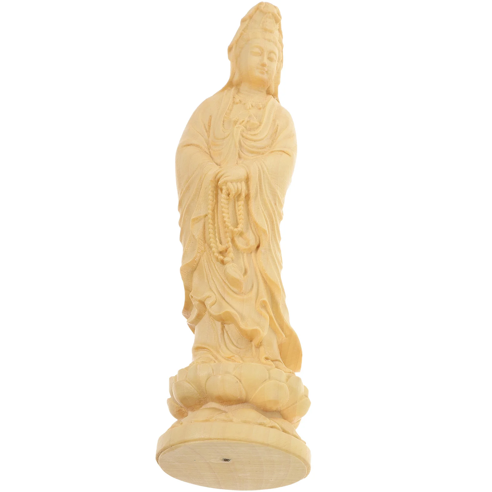 

Bodhisattva Ornament Book Shelf Decorations Wooden Desktop Adornment Guanyin Manual Tabletop Craft Office Statue