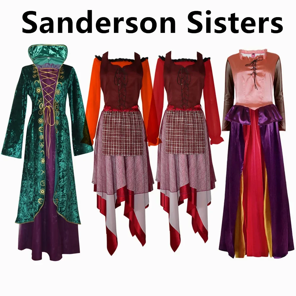 

Платье для взрослых на Хэллоуин, хокус покус, ведьма, Мэри, Сара, Винифред, косплей, фильм вампира, Сандерсон, костюм для сестер, платья, костюм