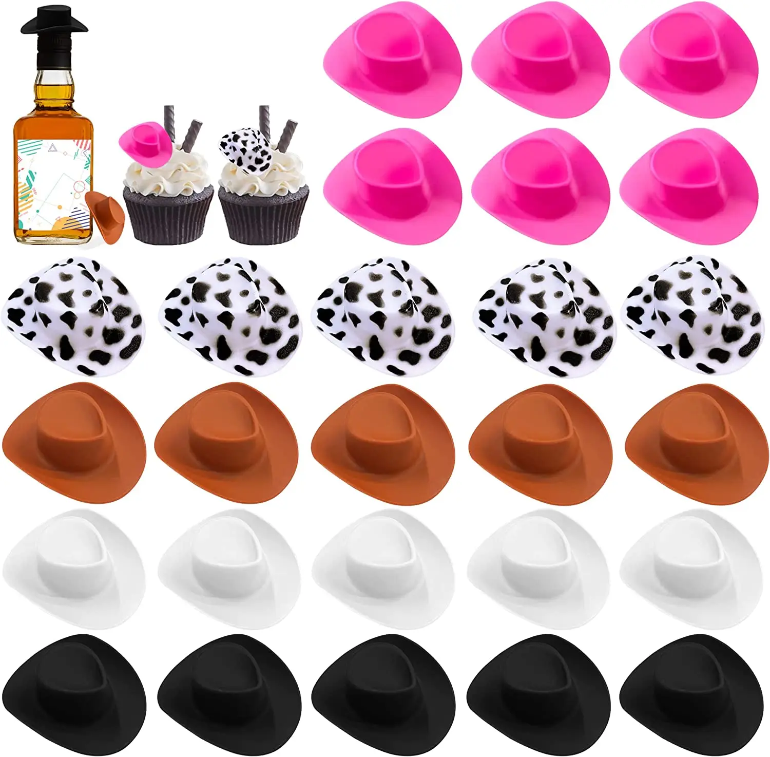 

30 Pcs Western Cupcake Toppers Mini Cowboy Hats Western Party Cake Decoration for Pretend Play Dollhouse Decoration