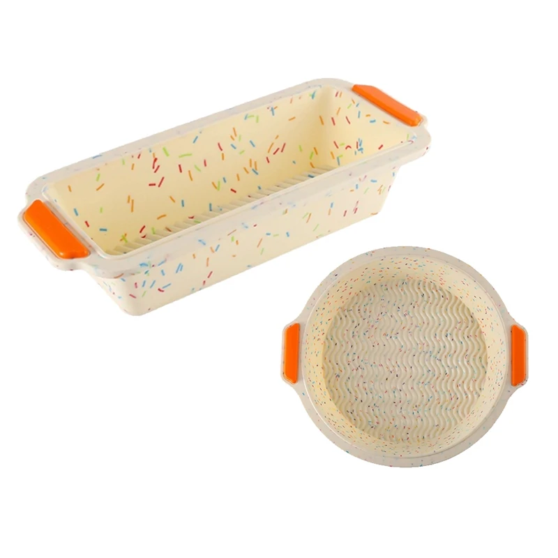 

2 Pcs/Set Round Silicone Bread Mold Toast Mould Cake DIY Candy Mold Bakeware Baking Dish Non-Stick Loaf Pans