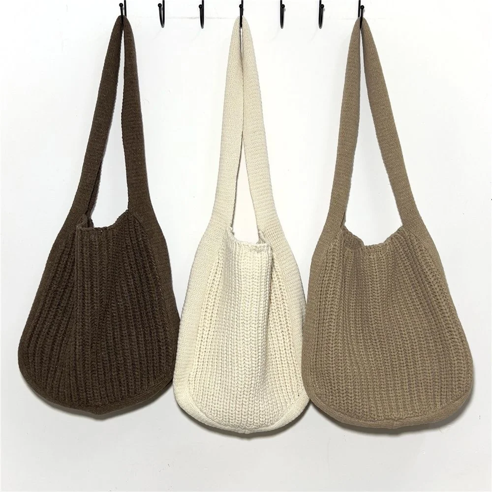 

1Pc Women Fashion Hollow Woven Large Capacity Shoulder Bags Crochet Hobo Bag Knitting Handbags Female Tote Shopping Bag