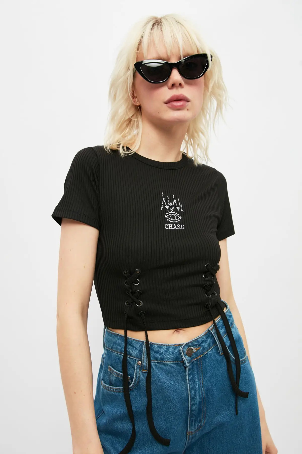 

Трикотажная блузка с вышивкой в рубчик TWOSS21BZ2086