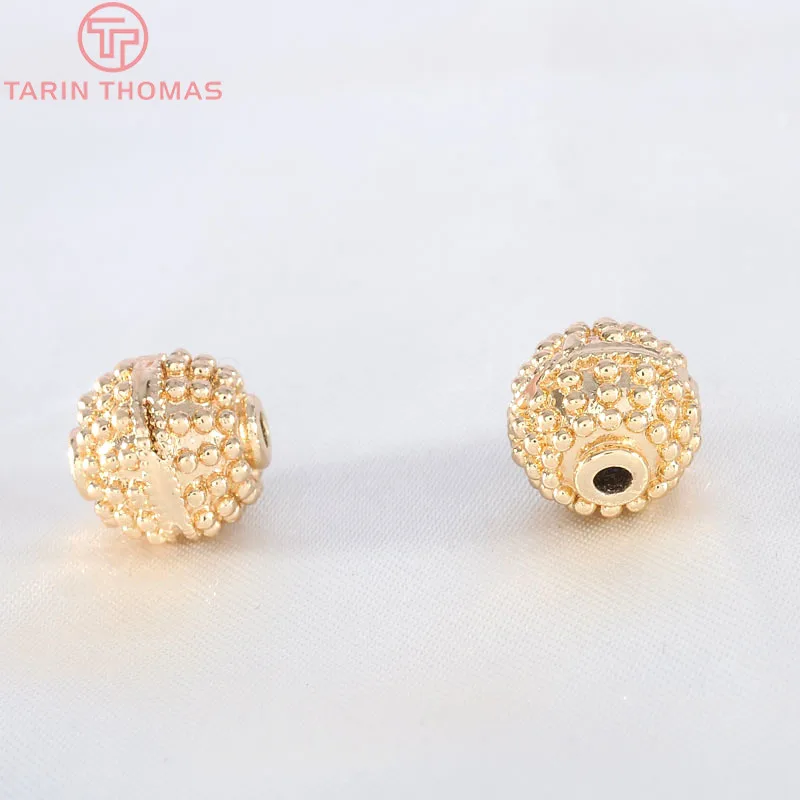 

Латунные круглые бусины-разделители для браслетов, 6 шт., 10 мм, 24 К, золотистого цвета, Ювелирная фурнитура высокого качества «сделай сам» (3055)