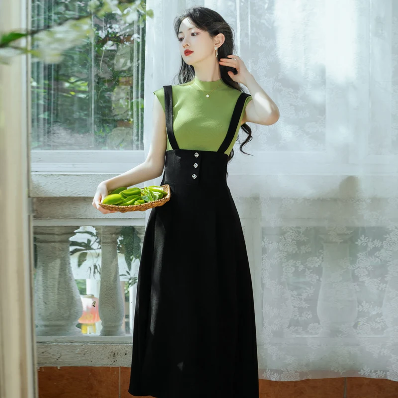 Женское трикотажное платье-свитер без рукавов в Корейском стиле