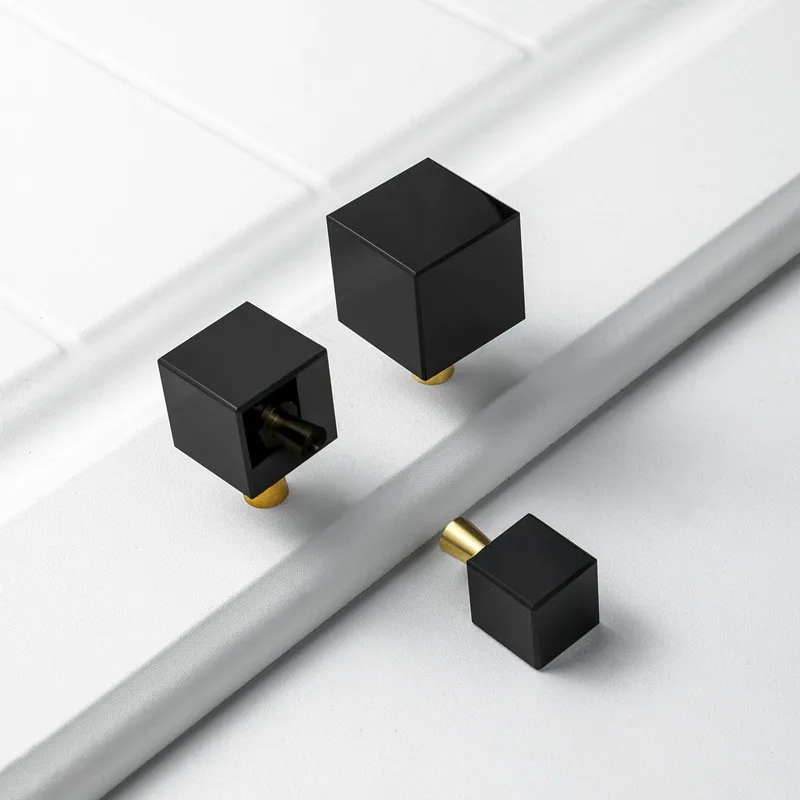 Прозрачные черные ручки для мебели ручка кухонного шкафа квадратный шкаф