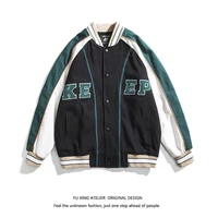 fashion contrast color patchwork baseball uniform american street casual jacket bomber jacket mens clothing spring autumn