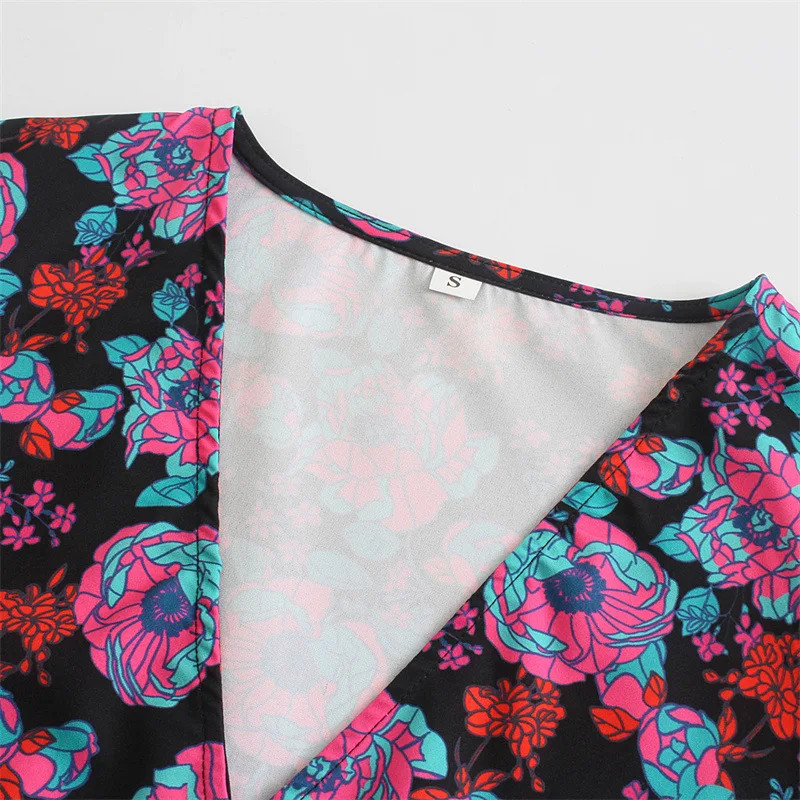 Fashion Ladies Casual Pink Blazer Full Sleeve Floral Lapel Ladies New Climbing Suit Fashionable Waist Retro Rose Red Print Dress