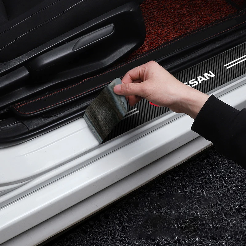 Кожаная наклейка на порог автомобиля из углеродного волокна для Nissan Nismo Qashqai Juke X